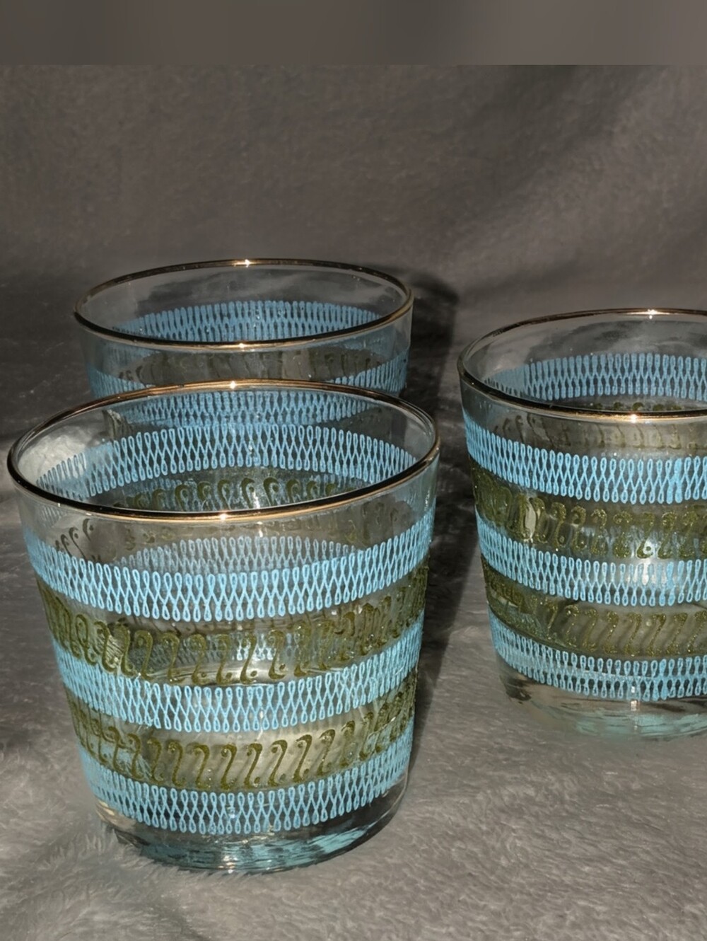 Rare HTF Vintage Libbey Phoenician Swirl Lowball Glasses Set